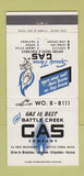 Matchbook Cover - Battle Creek MI Gas Company propane Verona Urbandale 30 Strike