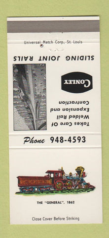 Matchbook Cover - Conley Sliding Joint Rails Memphis TN railroad 30 Strike