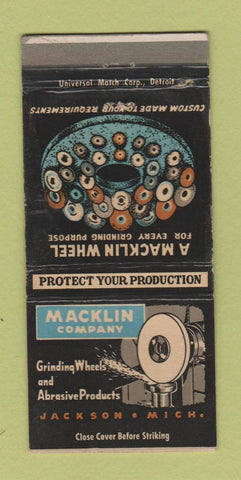 Matchbook Cover - Macklin Grinding Wheel Abrasive Jackson MI WORN 30 Strike