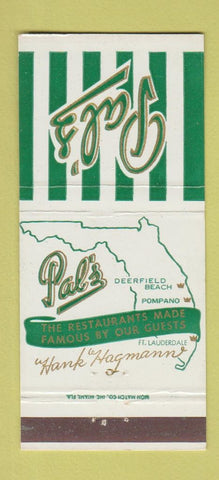 Matchbook Cover - Pal's  Deerfield Beach Pompano Fort Lauderdale FL 30 Strike