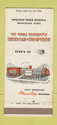 Matchbook Cover - Burleigh and Stocker Machine Tool Pleasant Ridge MI 30 Strike