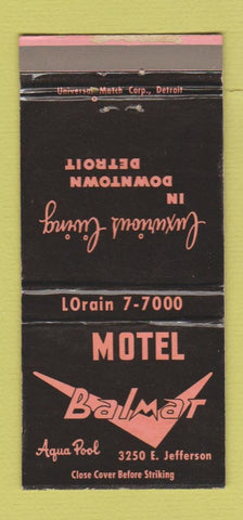 Matchbook Cover - Motel Balmar Detroit MI 30 Strike