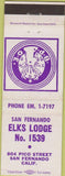 Matchbook Cover - Matchbook Cover Elks Club San Fernando CA