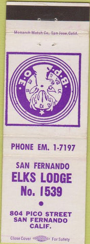Matchbook Cover - Matchbook Cover Elks Club San Fernando CA