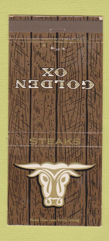 Matchbook Cover - Golden Ox Steak Denver Kansas City Washington DC 30 Strike