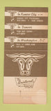 Matchbook Cover - Golden Ox Steak Denver Kansas City Washington DC 30 Strike