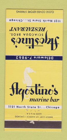 Matchbook Cover - Agostino's Restaurant Chicago IL Sciacqua Bros 30 Strike