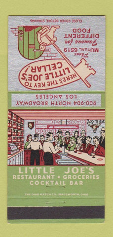 Matchbook Cover - Little Joe's Cellar Restaurant Los Angeles CA 30 Strike