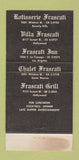 Matchbook Cover Frascati Belgian Restaurant Beverly Hills Hollywood CA 30 Strike