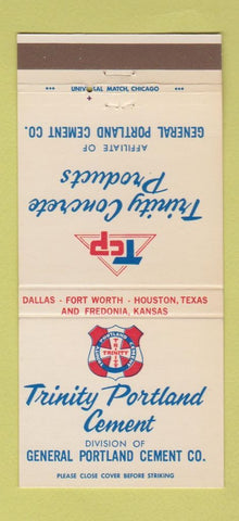Matchbook Cover - Trinity Concrete Portland Cement Dallas TX 30 Strike