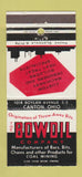 Matchbook Cover - Bowoil Company Coal Mining Bits Canton OH 30 Strike
