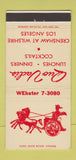 Matchbook Cover - Quo Vadis Restaurant Los Angeles CA 30 Strike