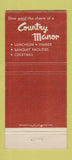 Matchbook Cover - Country Manor Restaurant Studio City CA 30 Strike