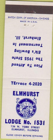 Matchbook Cover - Matchbook Cover Elks Club Elmhurst IL