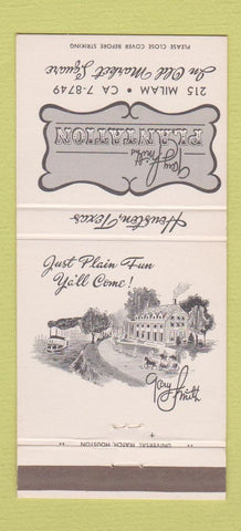 Matchbook Cover - Gay Smith's Plantation Houston TX 30 Strike
