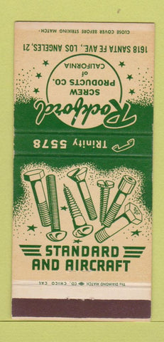 Matchbook Cover - Rockford Screw Products Los Angeles CA 30 Strike
