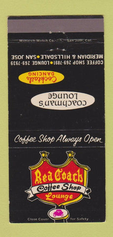 Matchbook Cover - Red Coach Coffee Shop San Jose CA 30 Strike