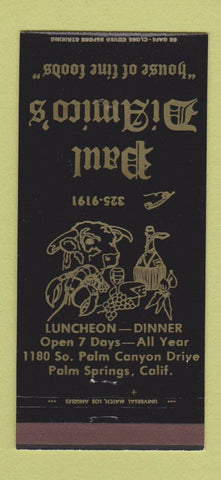 Matchbook Cover - Paul DiAmico's Restaurant Palm Springs CA 30 Strike