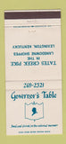 Matchbook Cover - Governor's Table Lexington KY Tates Creek Pike 30 Strike