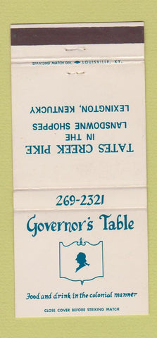 Matchbook Cover - Governor's Table Lexington KY Tates Creek Pike 30 Strike