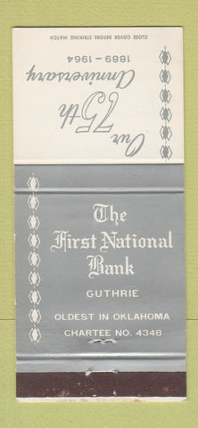 Matchbook Cover - First National Bank Guthrie OK 1964 30 Strike