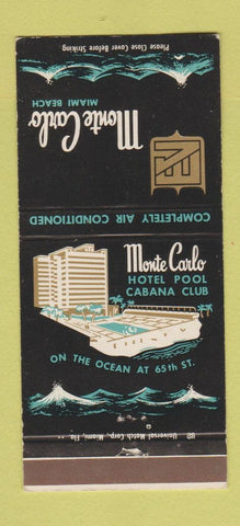 Matchbook Cover - Monte Carlo Hotel Miami Beach FL 30 Strike