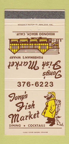 Matchbook Cover - Tony's Fish Market Redondo Beach CA 30 Strike
