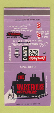Matchbook Cover - Warehouse Restaurant South Boston MA 30 Strike