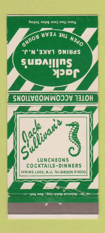 Matchbook Cover - Jack Sullivan's Spring Lake NJ seahorse WEAR 30 Strike