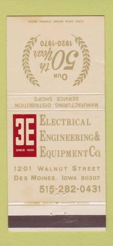 Matchbook Cover - Electrical Engineering Equipment Des Moines IA 30 Strike
