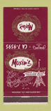 Matchbook Cover - Maxim's Restaurant Houston TX Eiffel Tower 30 Strike