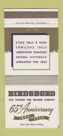 Matchbook Cover - Birdsboro Steel Foundry 1959 PA 30 Strike