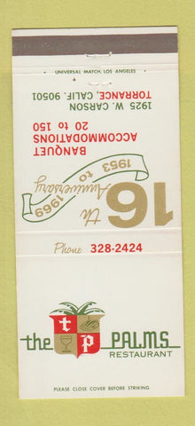 Matchbook Cover - Palms Restaurant 1969 Torrance CA 30 Strike