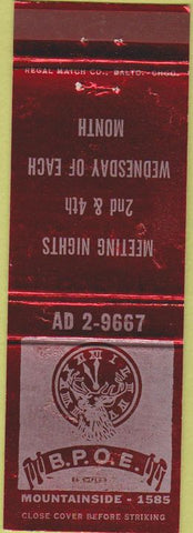Matchbook Cover - Matchbook Cover Elks Club Mountainside NJ