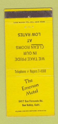Matchbook Cover - Emerson Motel Sun Valley CA WEAR 30 Strike
