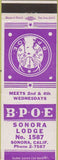 Matchbook Cover - Matchbook Cover Elks Club Sonora CA