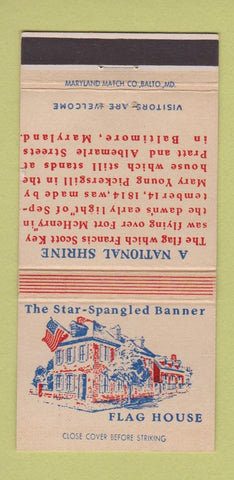 Matchbook Cover - Star Spangled Banner Flag House Baltimore MD 30 Strike