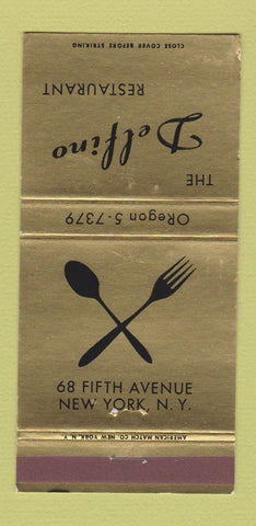 Matchbook Cover - Delfino Restaurant New York City 30 Strike