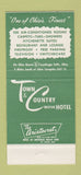 Matchbook Cover - Town and Country Motor Hotel Cuyahoga Falls OH 30 Strike