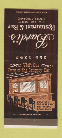 Matchbook Cover - Bardi's Restaurant Bar Denver Colorado 30 Strike