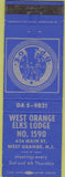 Matchbook Cover - Matchbook Cover Elks Club West Orange NJ