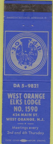 Matchbook Cover - Matchbook Cover Elks Club West Orange NJ