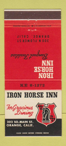 Matchbook Cover - Iron Horse Inn Orange CA 30 Strike