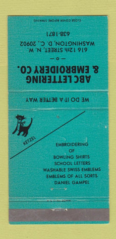 Matchbook Cover - ABC Lettering Embroidery Washington DC 30 Strike