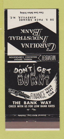 Matchbook Cover - Carolina Industrial Bank Asheville NC 30 Strike