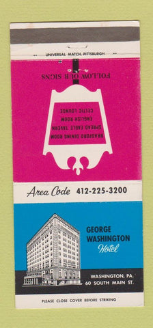 Matchbook Cover - George Washington Hotel Washington PA 30 Strike