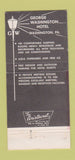 Matchbook Cover - George Washington Hotel Washington PA 30 Strike