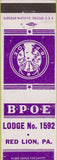 Matchbook Cover - Matchbook Cover Elks Club Red Lion PA
