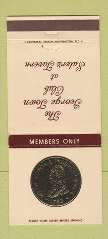 Matchbook Cover - George Town Club Suter's Tavern Washington DC 30 Strike