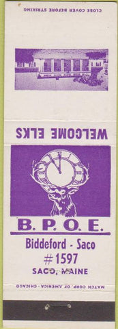 Matchbook Cover - Matchbook Cover Elks Club Biddeford Saco ME